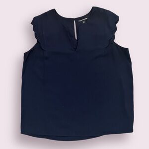 41 Hawthorn Navy Sleeveless Scallop Blouse